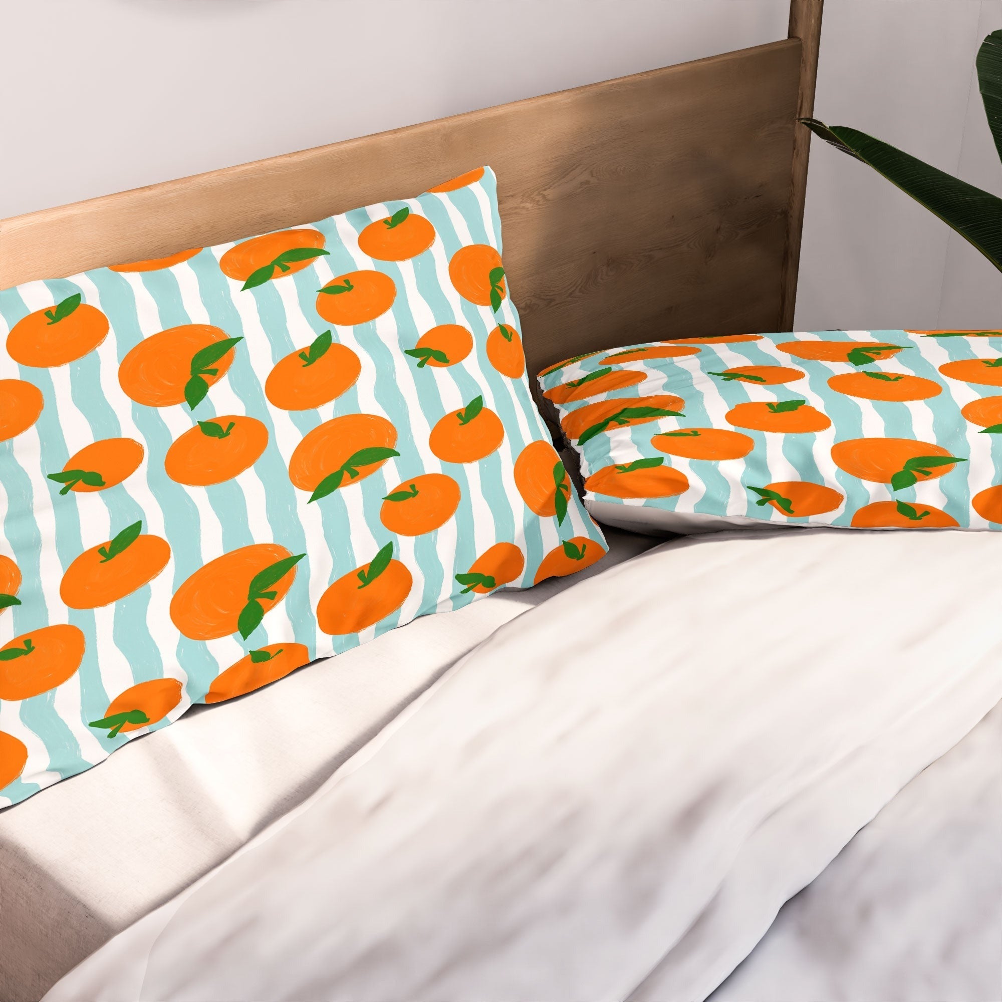Design by Spark Zesty Oranges and Stripes Pillow Shams