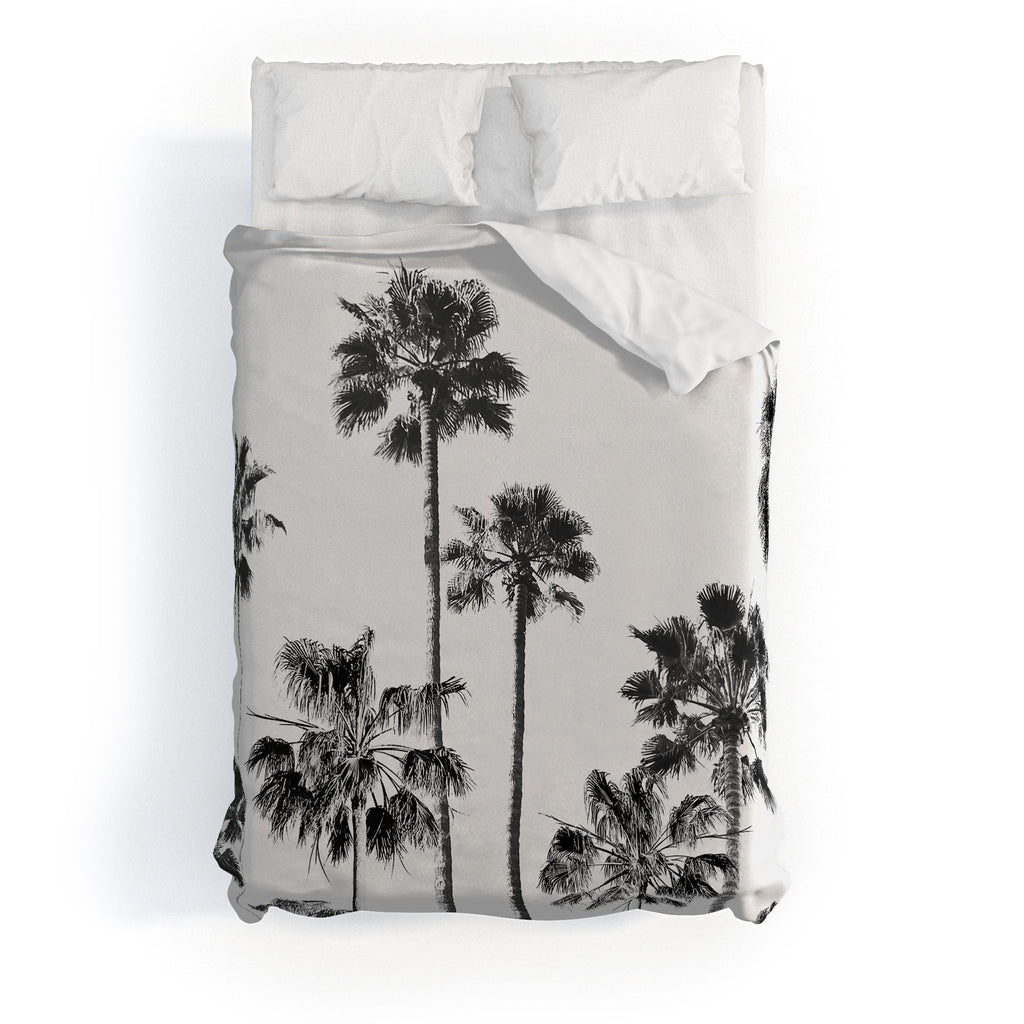 Gal Design Black And White Palms Duvet Cover