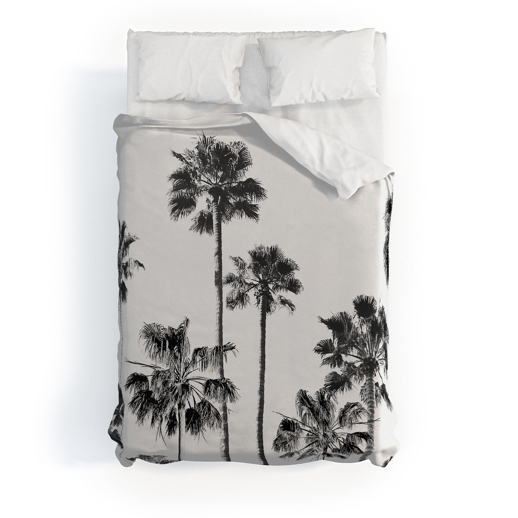 Gal Design Black And White Palms Duvet Cover