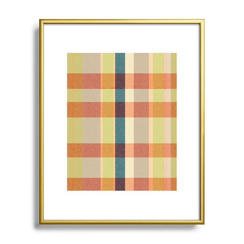 Marta Barragan Camarasa Retro Picnic Plaid Warm Tones Metal Framed Art Print