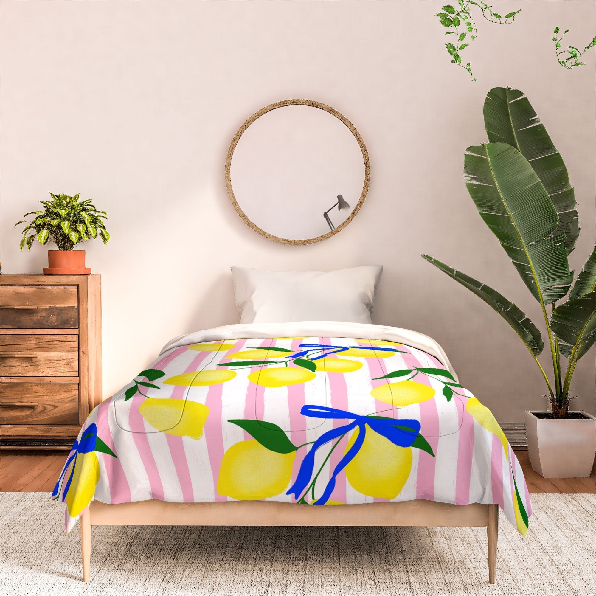 Design by Spark Zesty Lemons and Stripes Comforter