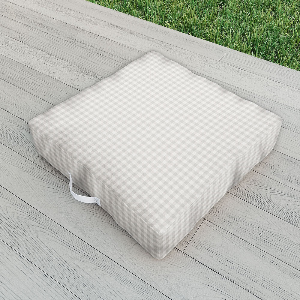 Colour Poems Gingham Plaid Pattern Cloud White Outdoor Floor Cushion