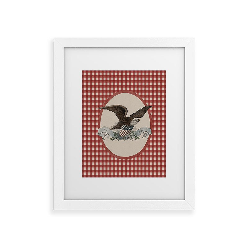 DENY Designs Gingham Eagle Framed Art Print