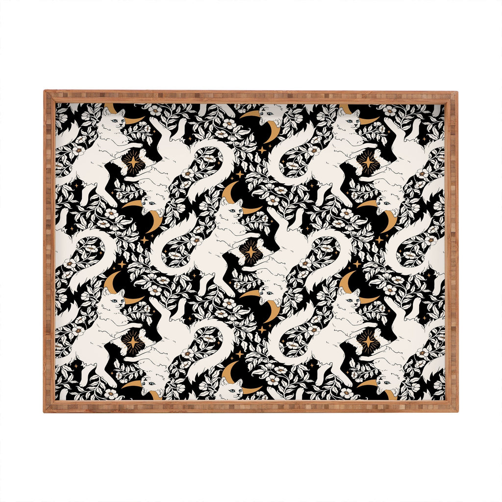 Avenie Celestial Cats Gold Rectangular Tray