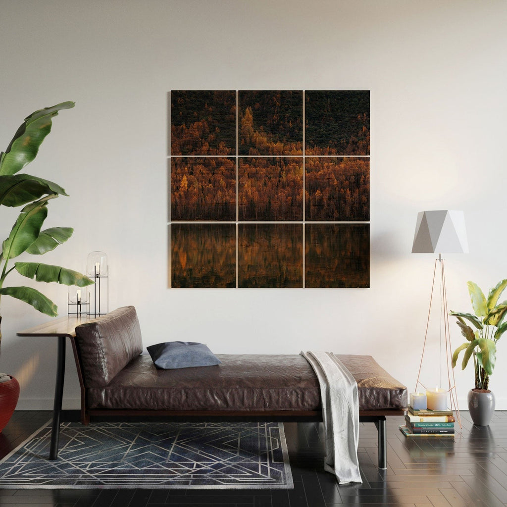 Hannah Kemp Fall Lake Wood Wall Mural