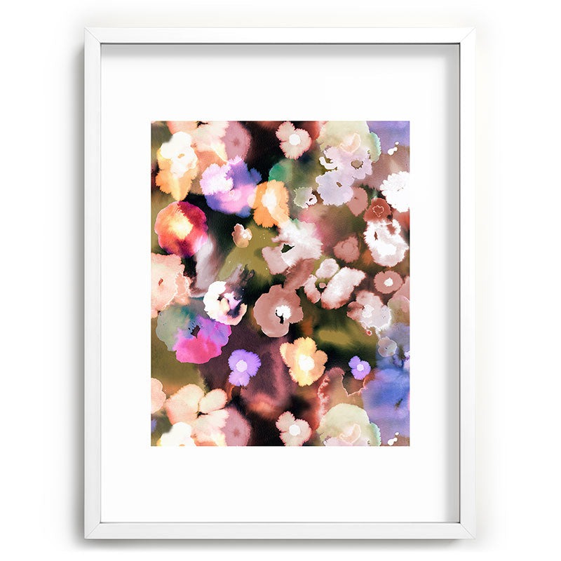 Ninola Design Botanic Retreat Ombre Abstract Watercolor Flowers Pink gold Recessed Framing Rectangle