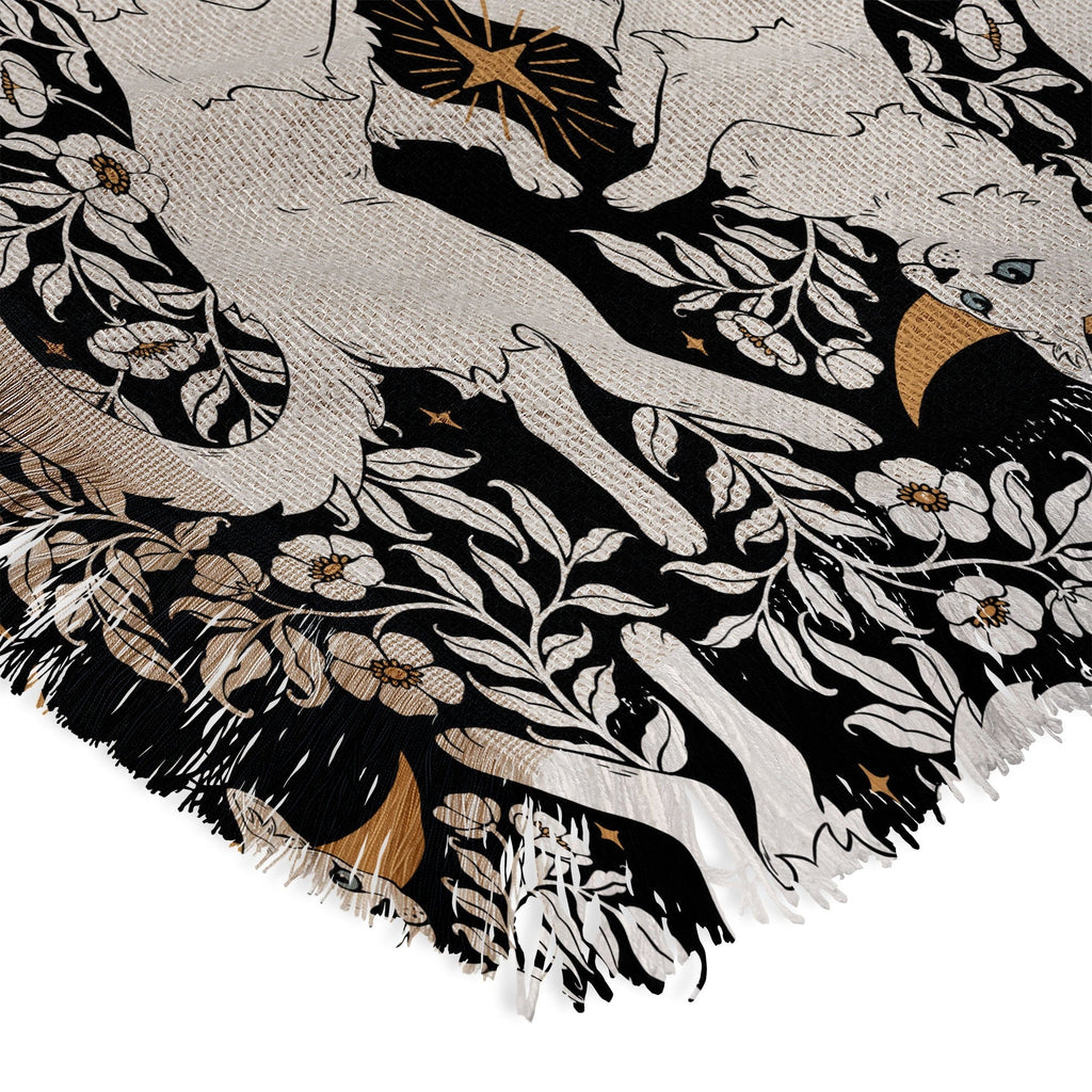 Avenie Celestial Cats Gold Throw Blanket