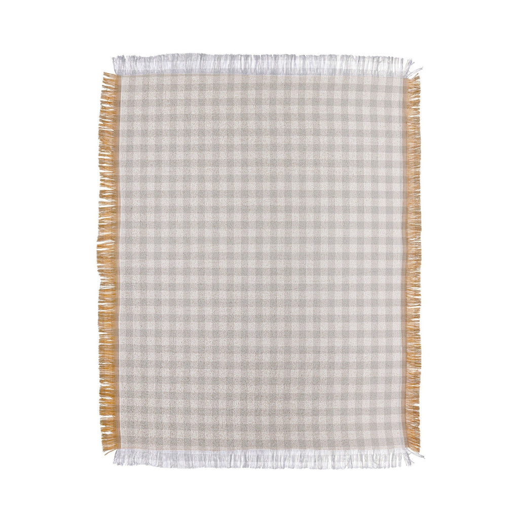 Colour Poems Gingham Plaid Pattern Cloud White Throw Blanket