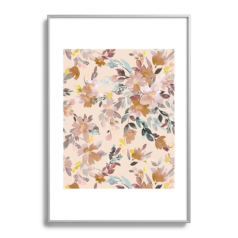 Ninola Design Botanic Retreat Floral Oleander Whimsical Soft Pink Metal Framed Art Print