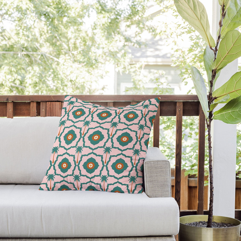 Design by Spark Mid Mod Palm Springs Outdoor Throw Pillow
