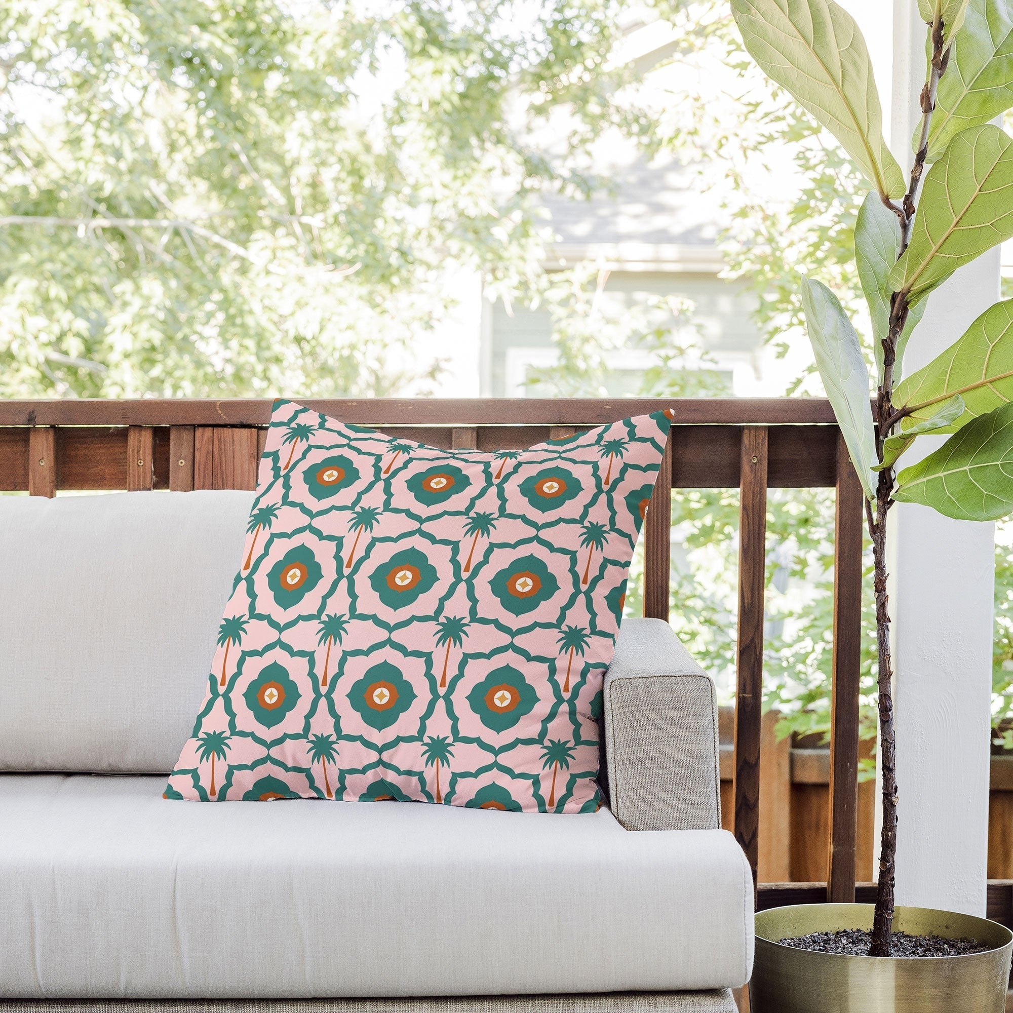 Design by Spark Mid Mod Palm Springs Outdoor Throw Pillow
