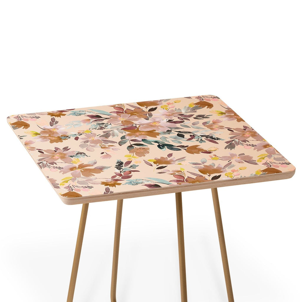 Ninola Design Botanic Retreat Floral Oleander Whimsical Soft Pink Side Table