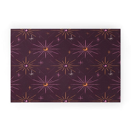 Little Om Pattern Little Moon plum Welcome Mat