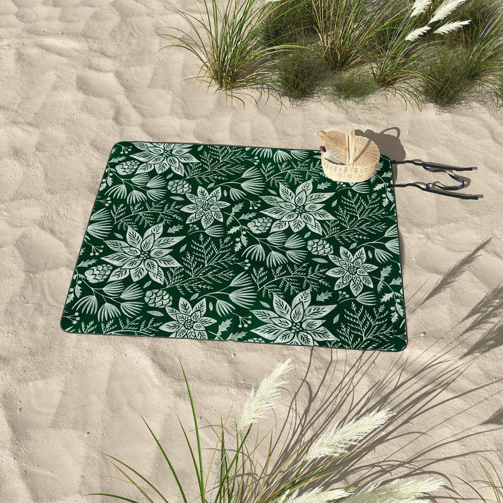 Pimlada Phuapradit Christmas Poinsettia Picnic Blanket