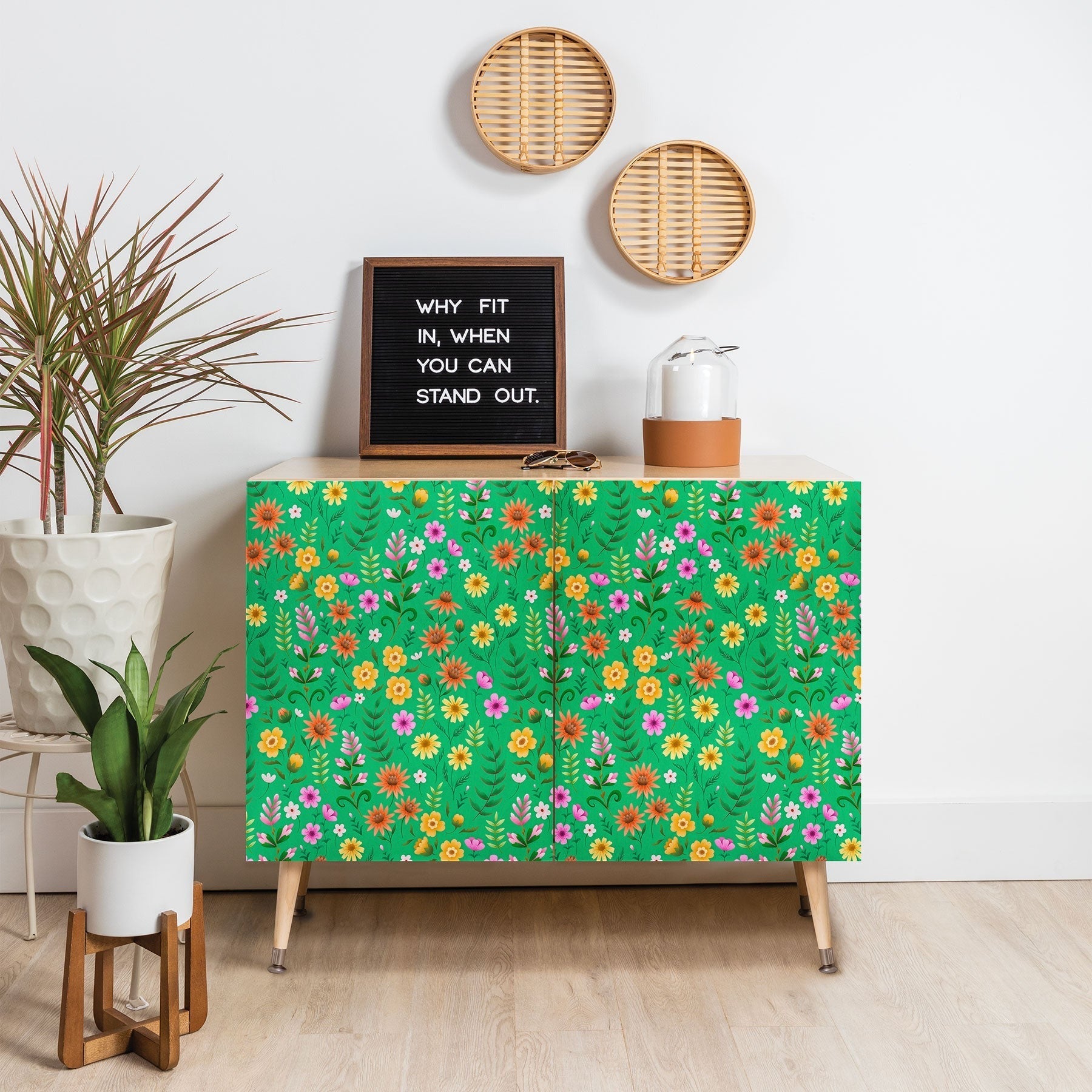 Pimlada Phuapradit Ditsy Spring Floral Green Credenza