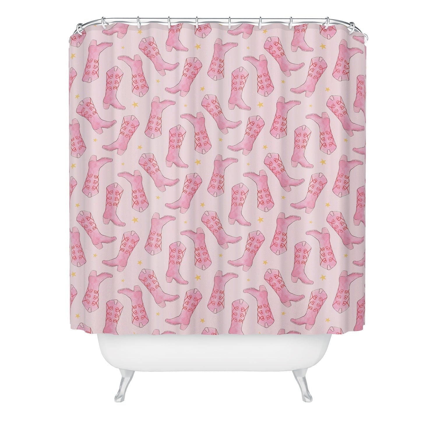 Love_Ryming Stars and Boots Shower Curtain