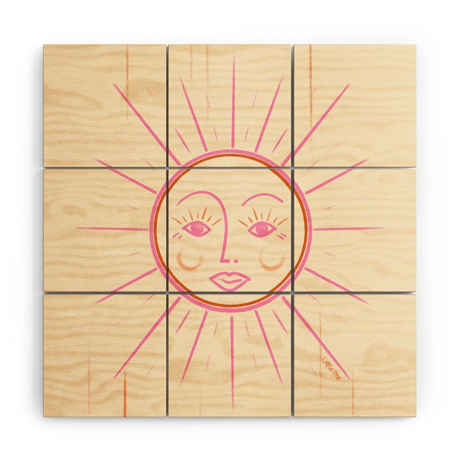 Little Om Celestial Sun cream Wood Wall Mural