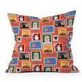 Design by Spark Classic Book Cat Stamps Outdoor Throw Pillow