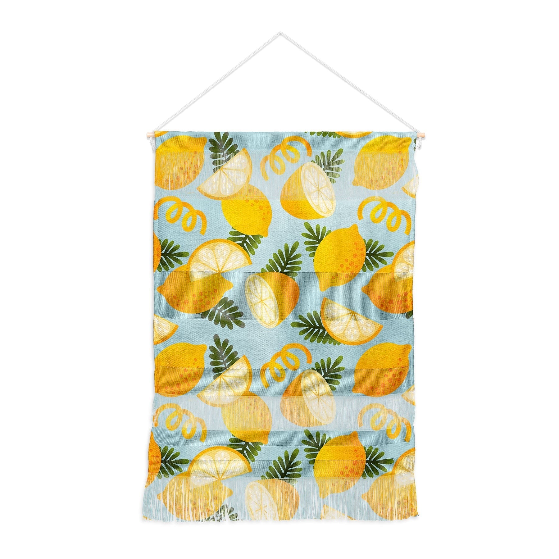 Jessica Molina Lemon Pattern on Sky Blue Wall Hanging Portrait