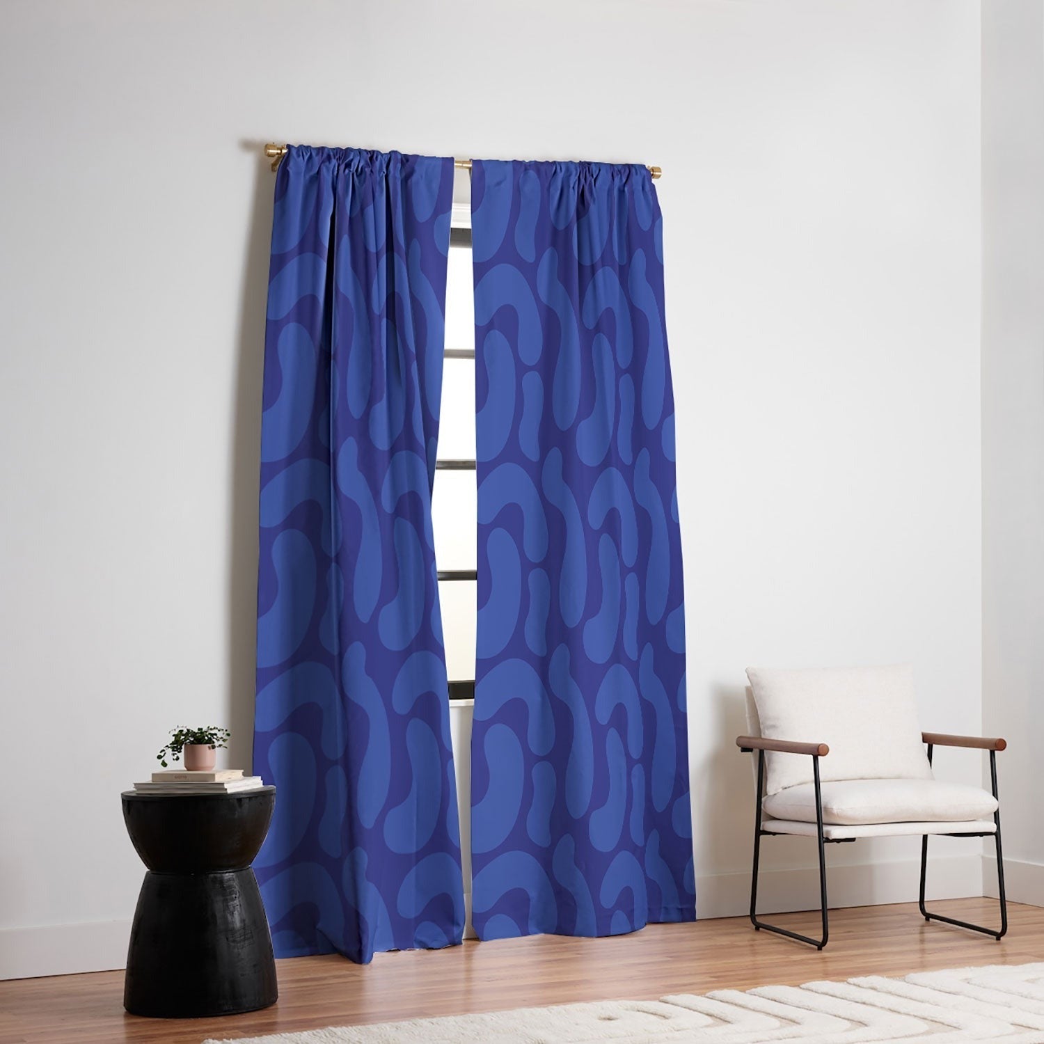 Camilla Foss Blue Pebble Blackout Window Curtain