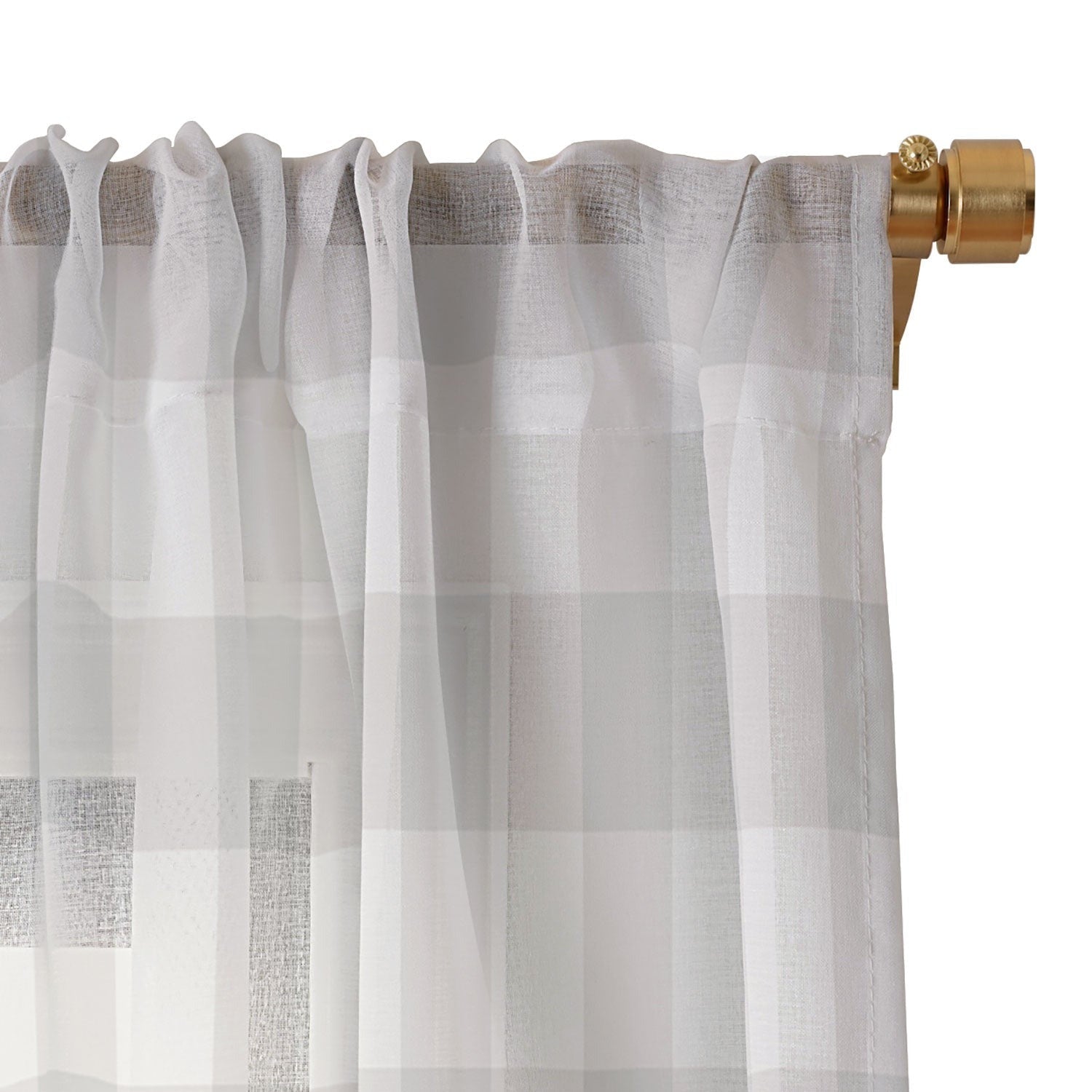 Colour Poems Gingham Plaid Pattern Cloud White Sheer Window Curtain