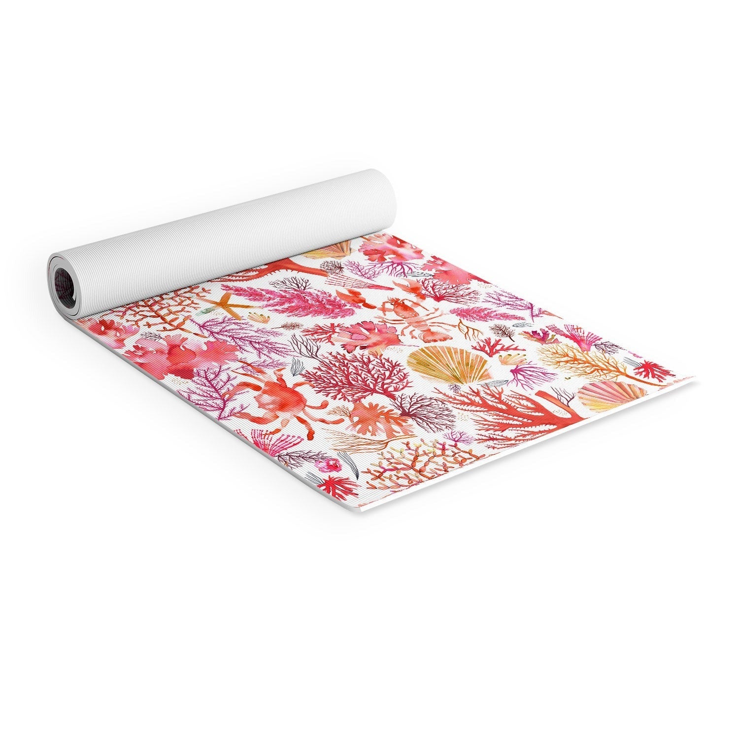 Ninola Design Botanic Retreat Coral Reef Crab Lobster Red Yoga Mat