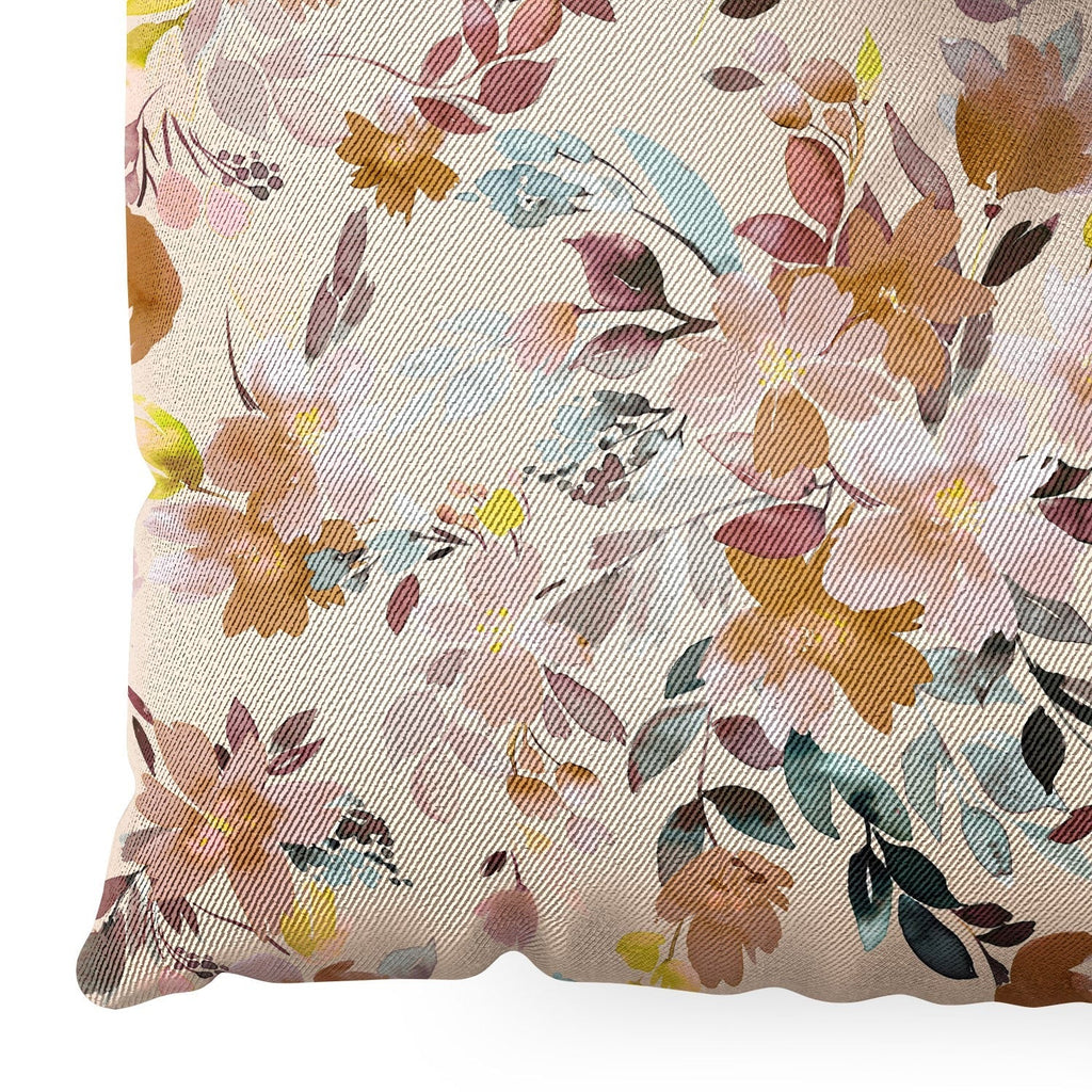 Ninola Design Botanic Retreat Floral Oleander Whimsical Soft Pink Floor Pillow Square