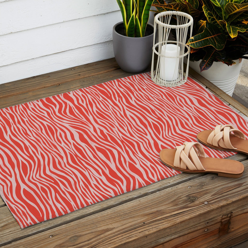 Avenie BR Red Zebra Stripe Outdoor Rug