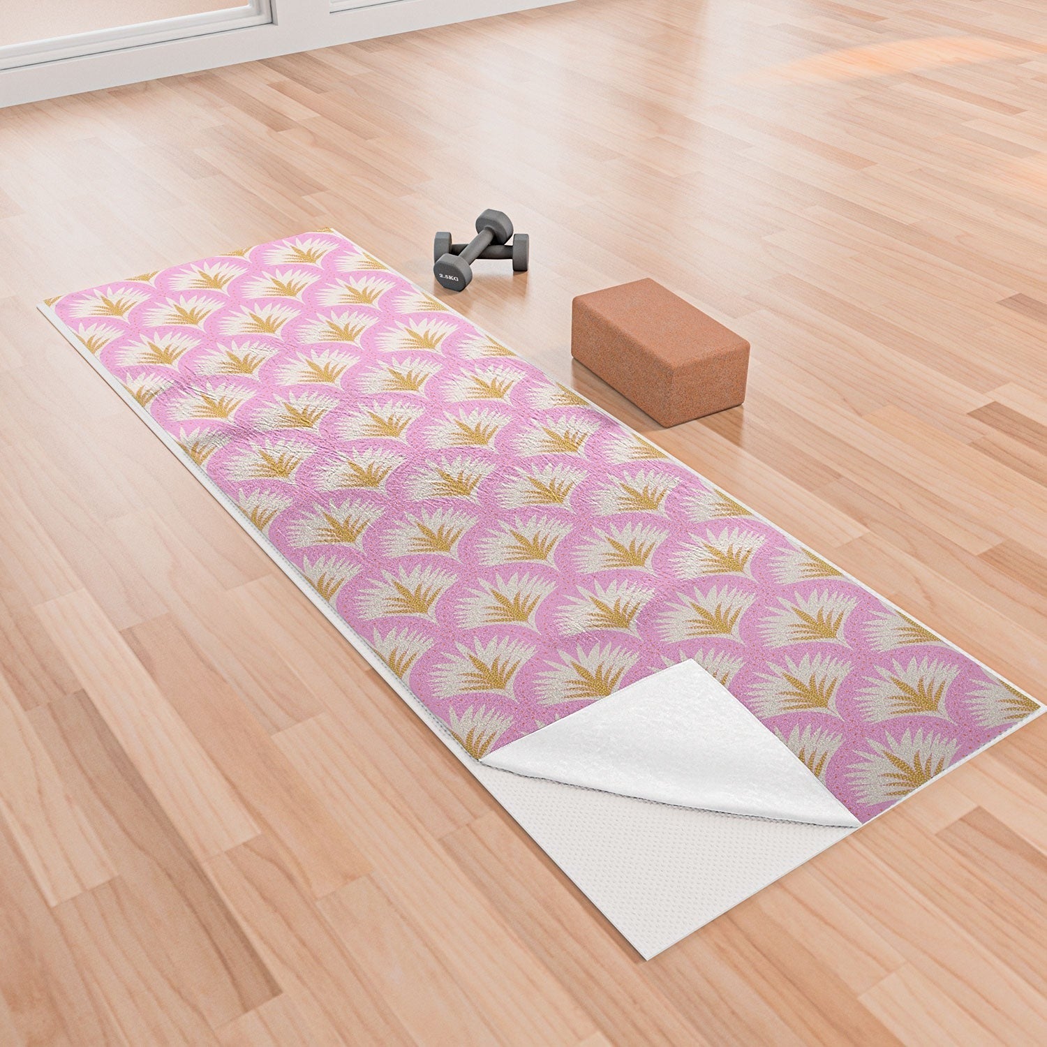 Jennifer Labre Pink Palmetto Yoga Towel