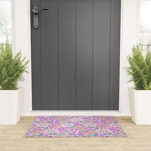 Pimlada Phuapradit Ditsy Purple Floral Half Drop Welcome Mat
