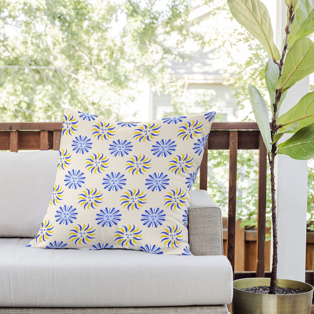 Design by Spark Dolce Vita Radial Sun Flames Outdoor Throw Pillow