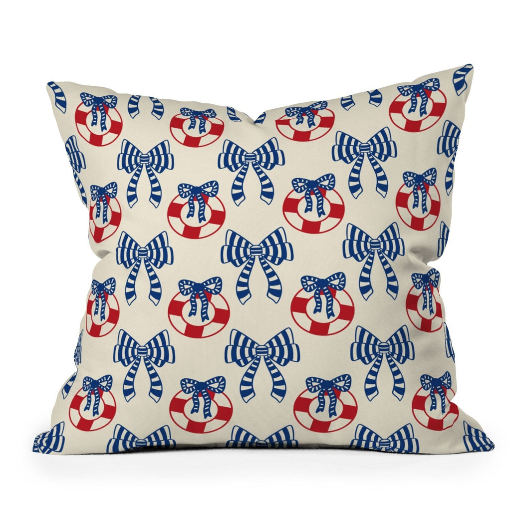 Design by Spark Nautical Christmas Bows Throw Pillow