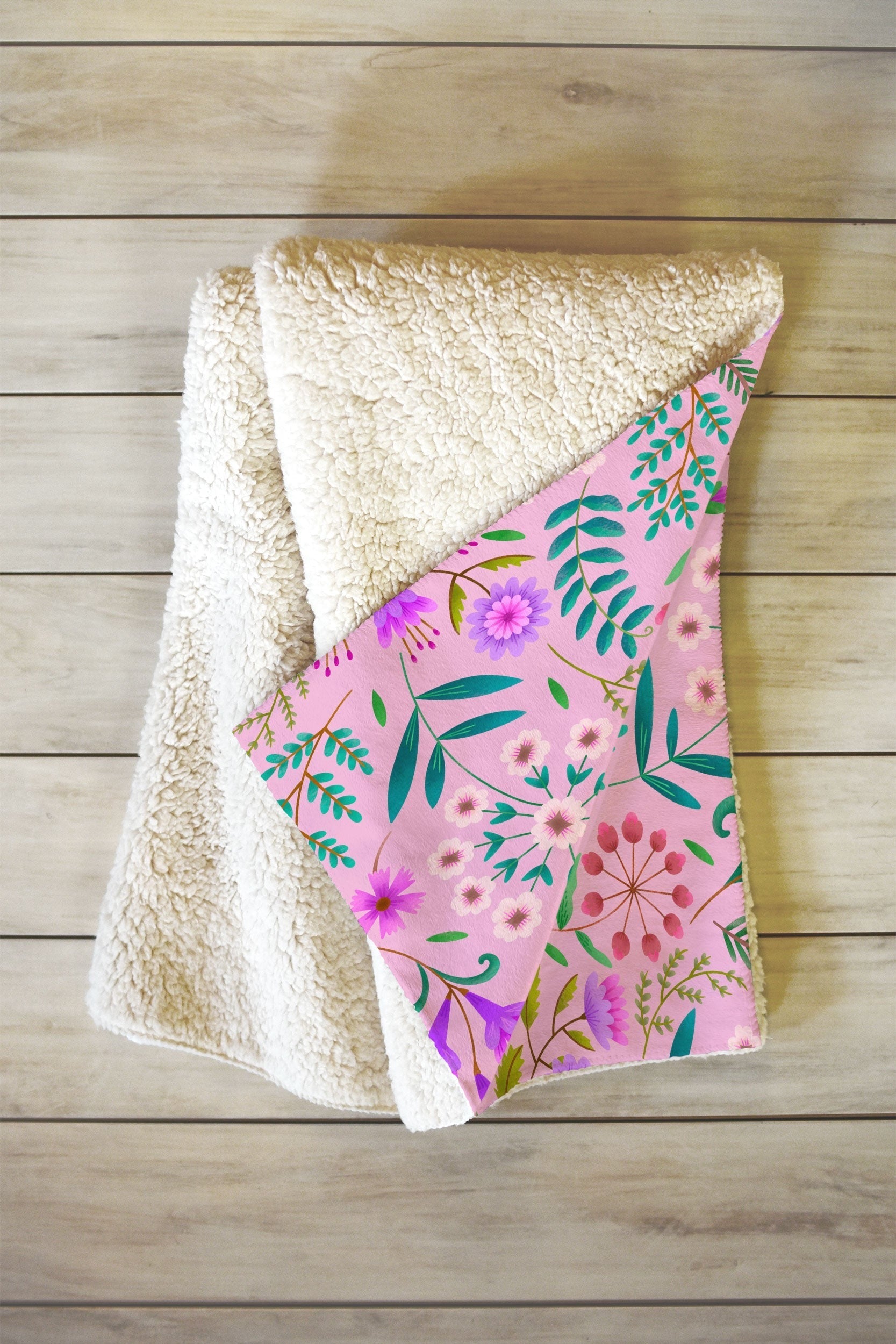 Pimlada Phuapradit Ditsy Purple Floral Half Drop Fleece Throw Blanket