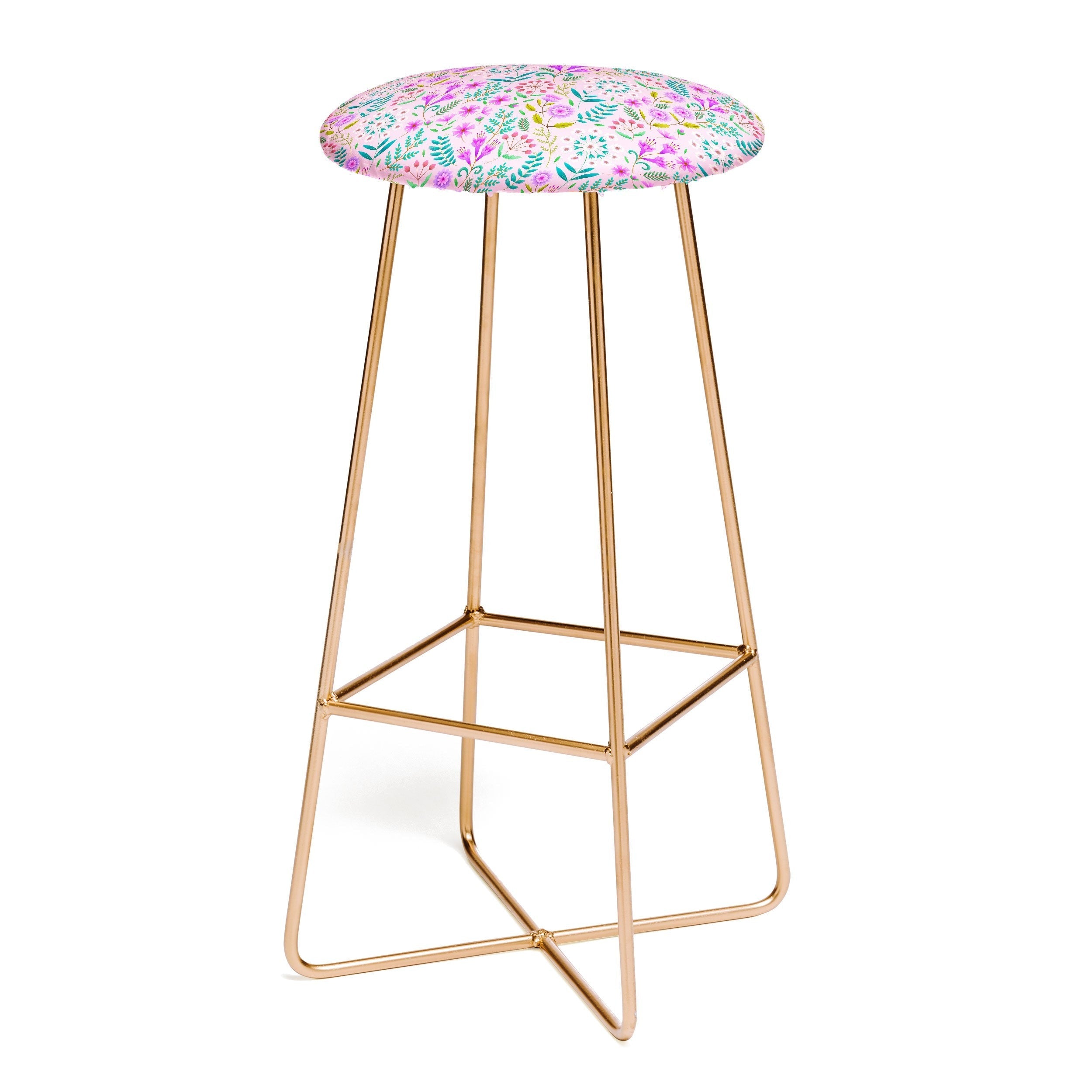 Pimlada Phuapradit Ditsy Purple Floral Half Drop Bar Stool