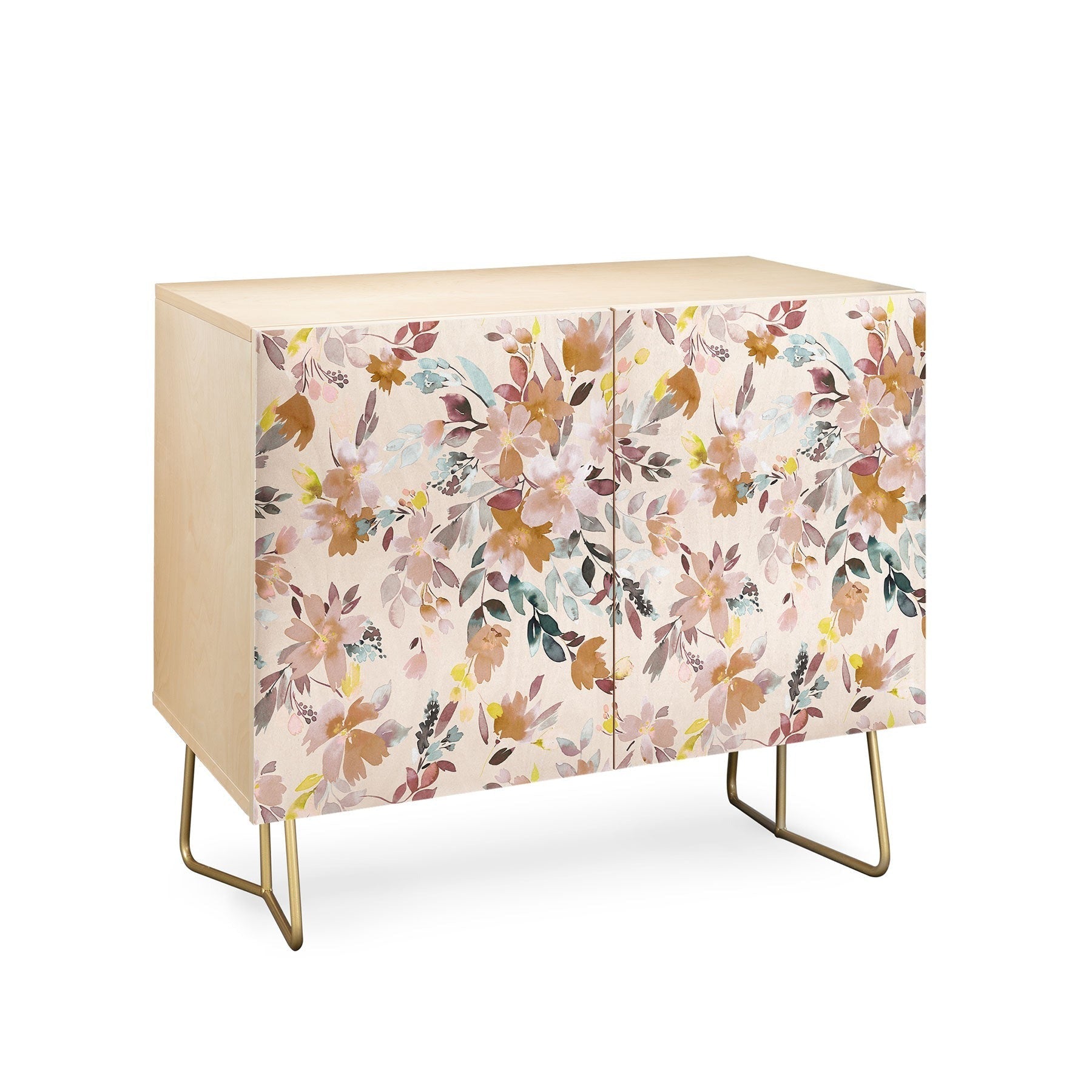 Ninola Design Botanic Retreat Floral Oleander Whimsical Soft Pink Credenza