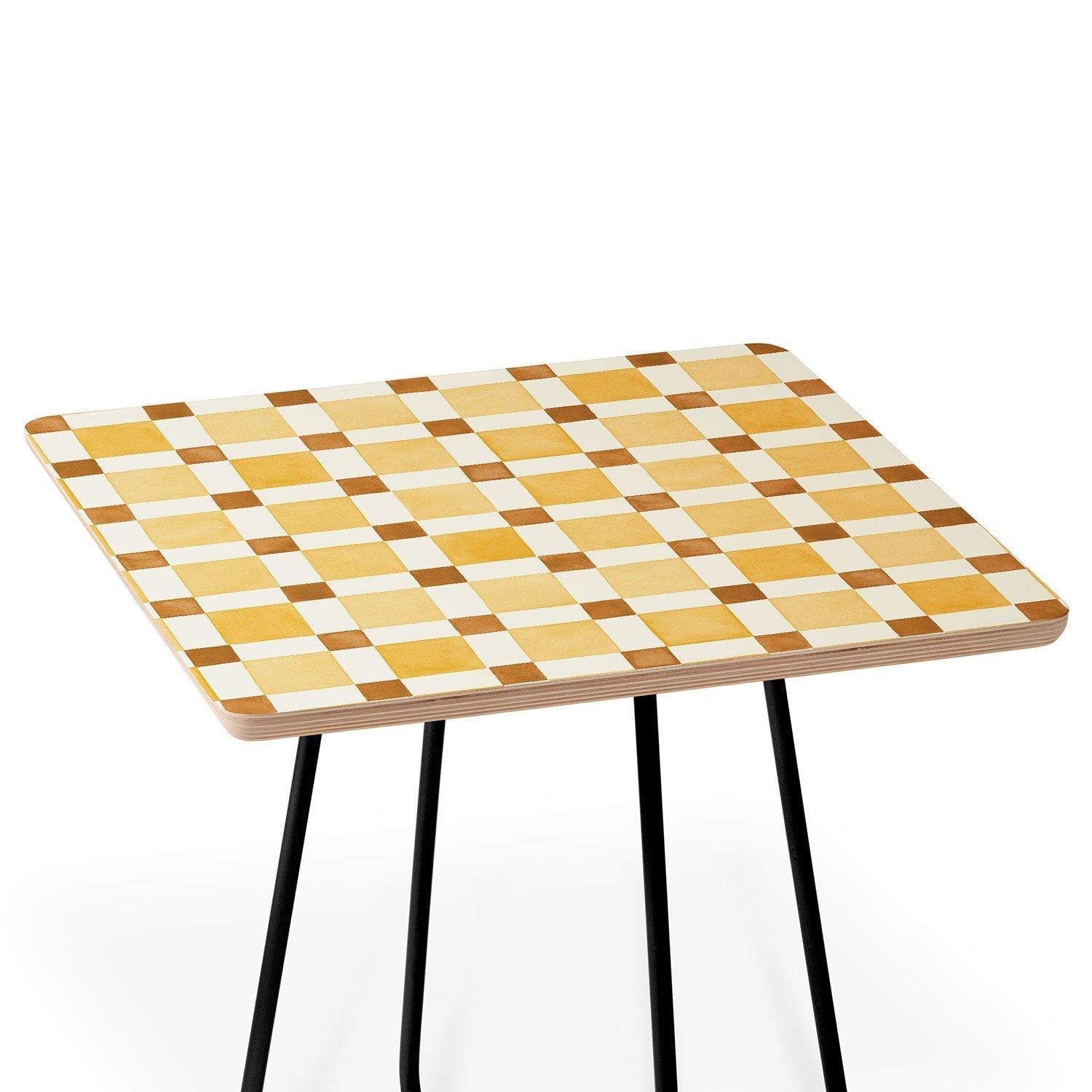 Ninola Design Everyday Artifact Checker Mosaic Tiles Geometry Yellow Side Table