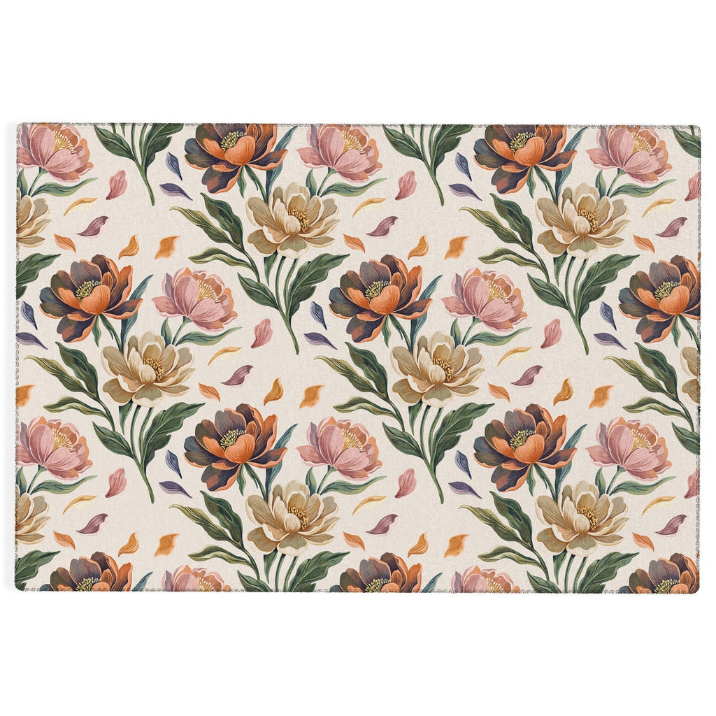 Marta Barragan Camarasa Hand Painted Peony Florals Outdoor Rug