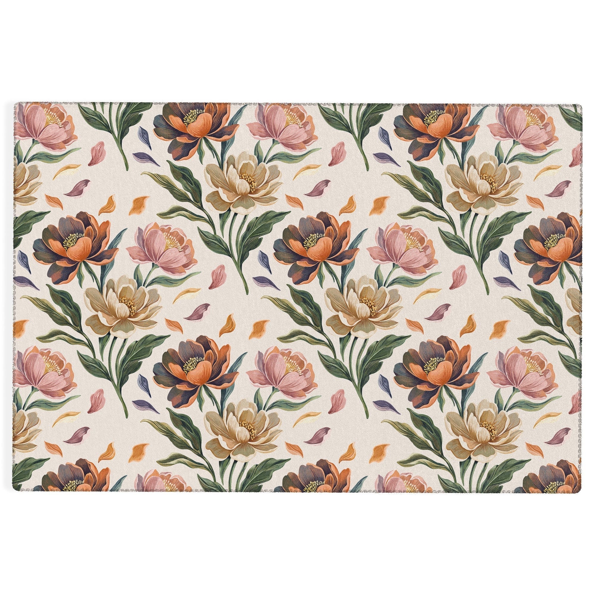 Marta Barragan Camarasa Hand Painted Peony Florals Outdoor Rug