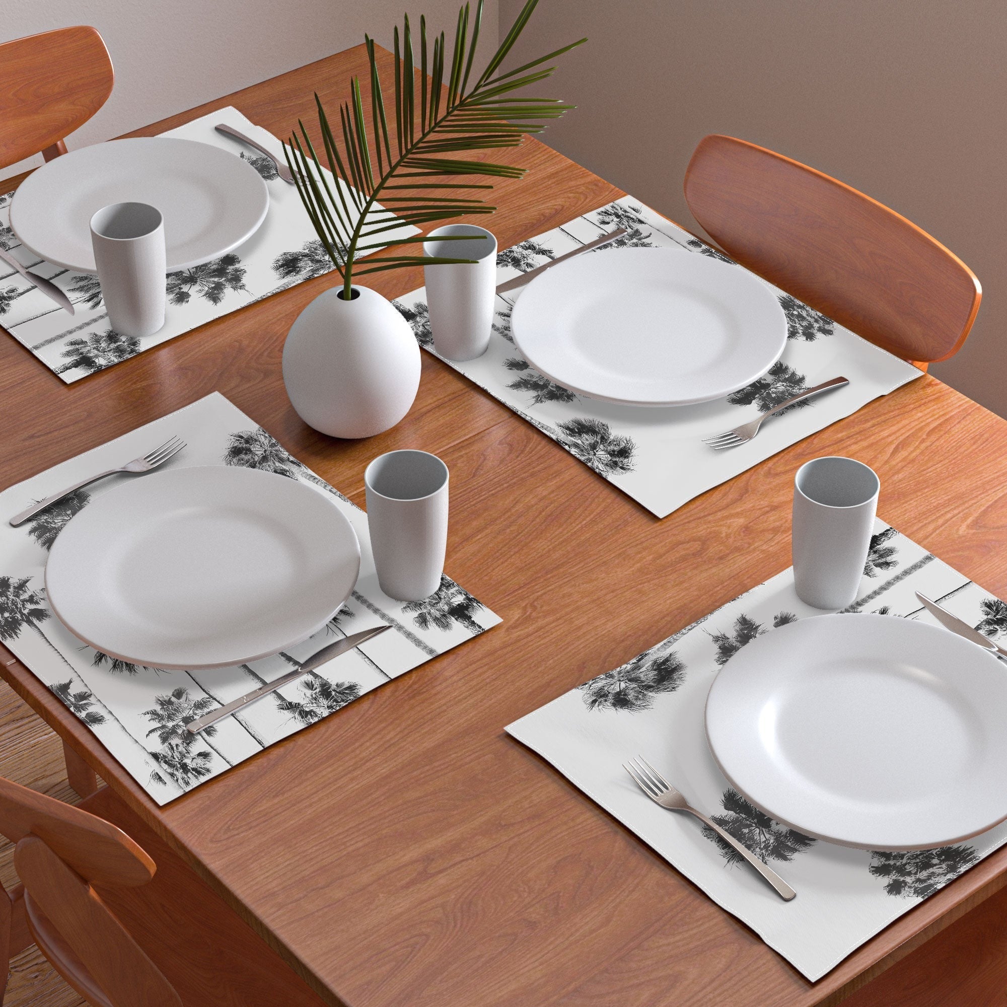 Gal Design Black And White Palms Placemat