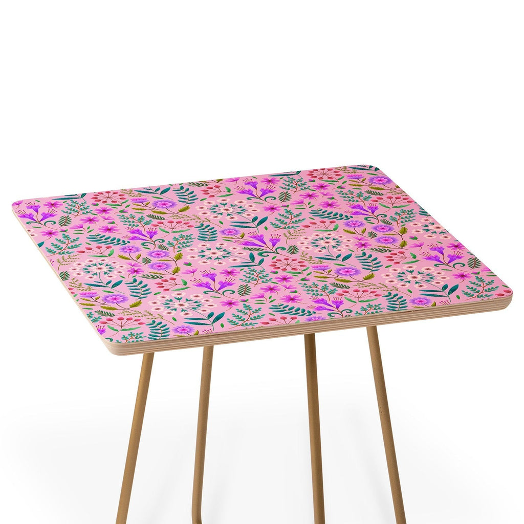 Pimlada Phuapradit Ditsy Purple Floral Half Drop Side Table