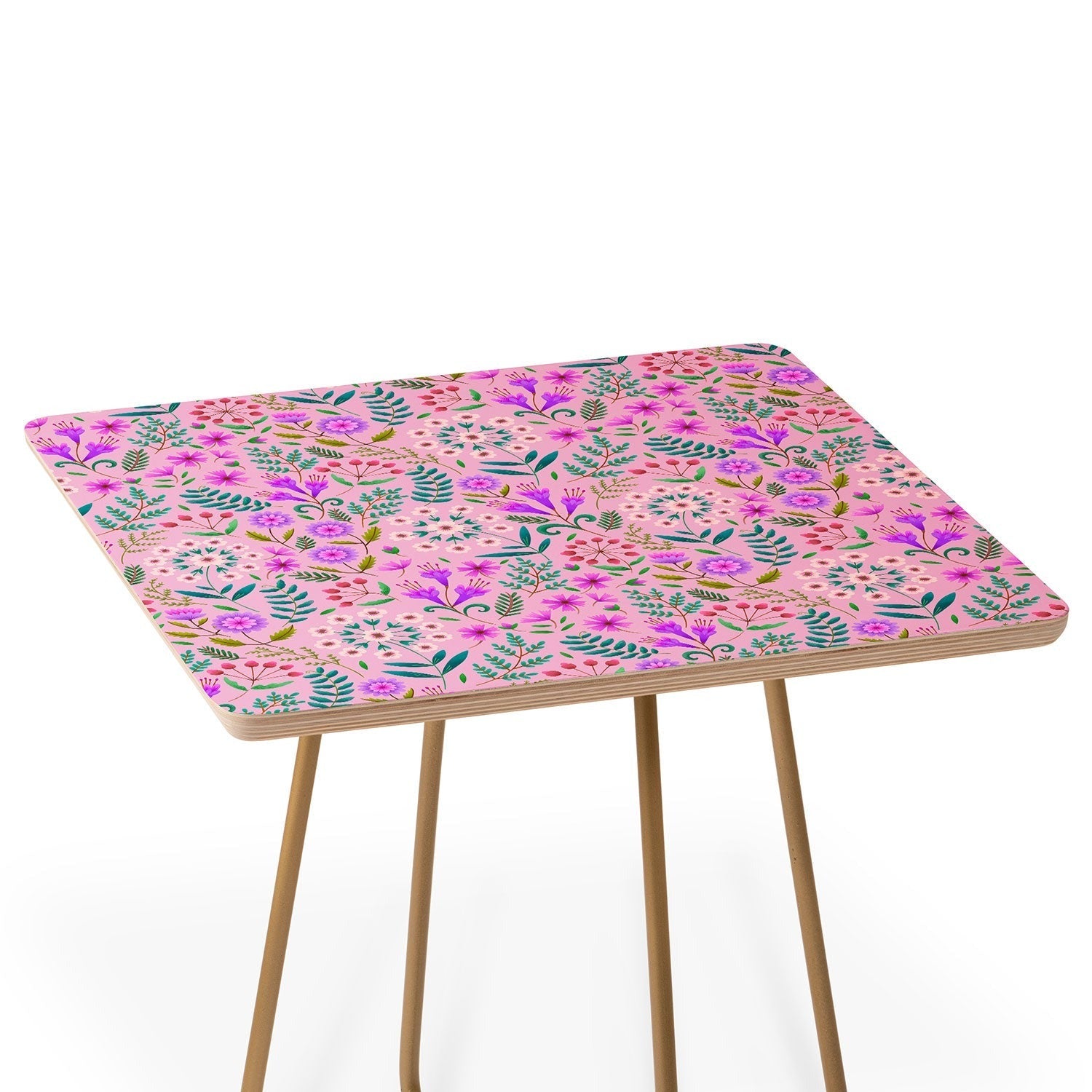 Pimlada Phuapradit Ditsy Purple Floral Half Drop Side Table