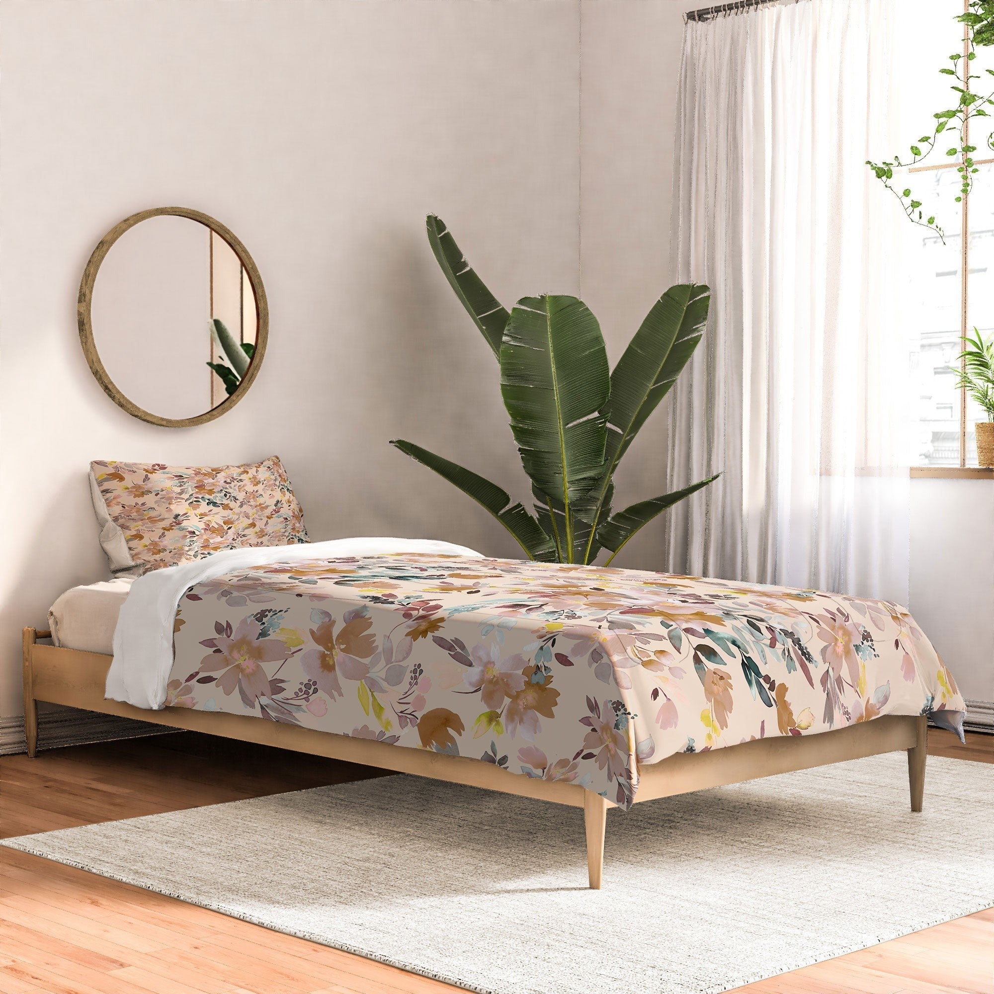 Ninola Design Botanic Retreat Floral Oleander Whimsical Soft Pink Comforter