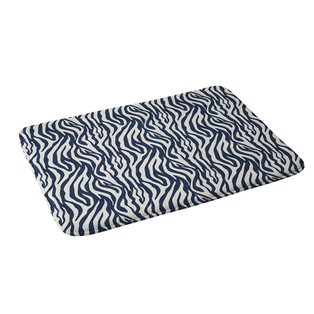 Avenie BR Navy Tiger Stripes Memory Foam Bath Mat