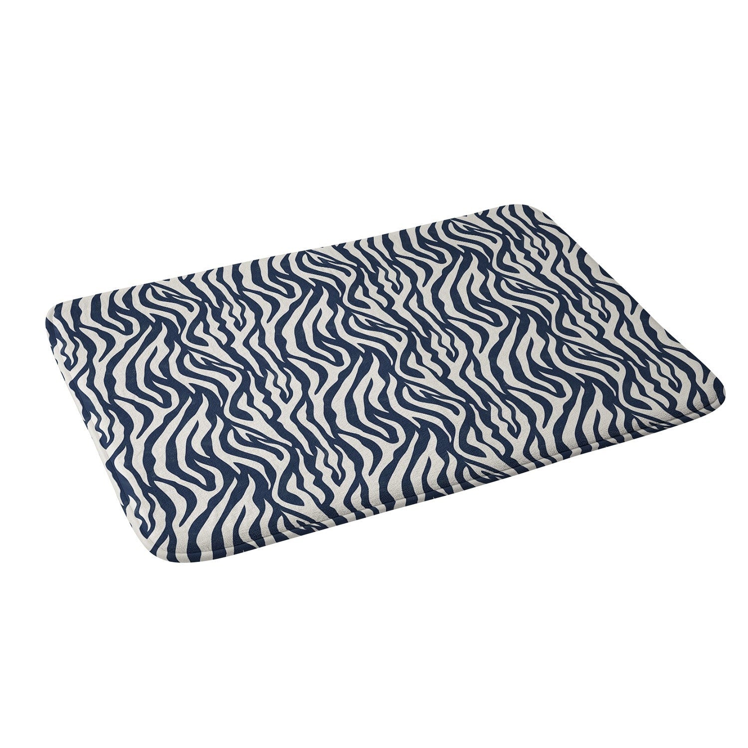 Avenie BR Navy Tiger Stripes Memory Foam Bath Mat