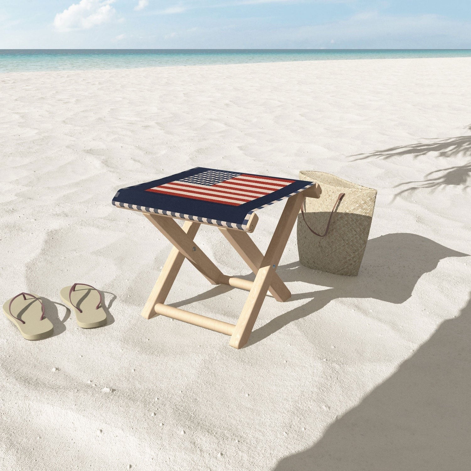 DENY Designs Gingham Flag Folding Stool