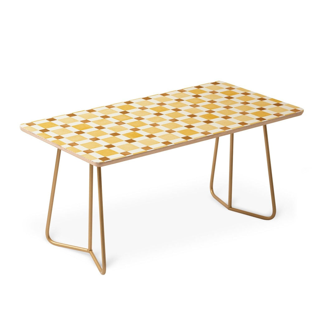 Ninola Design Everyday Artifact Checker Mosaic Tiles Geometry Yellow Coffee Table