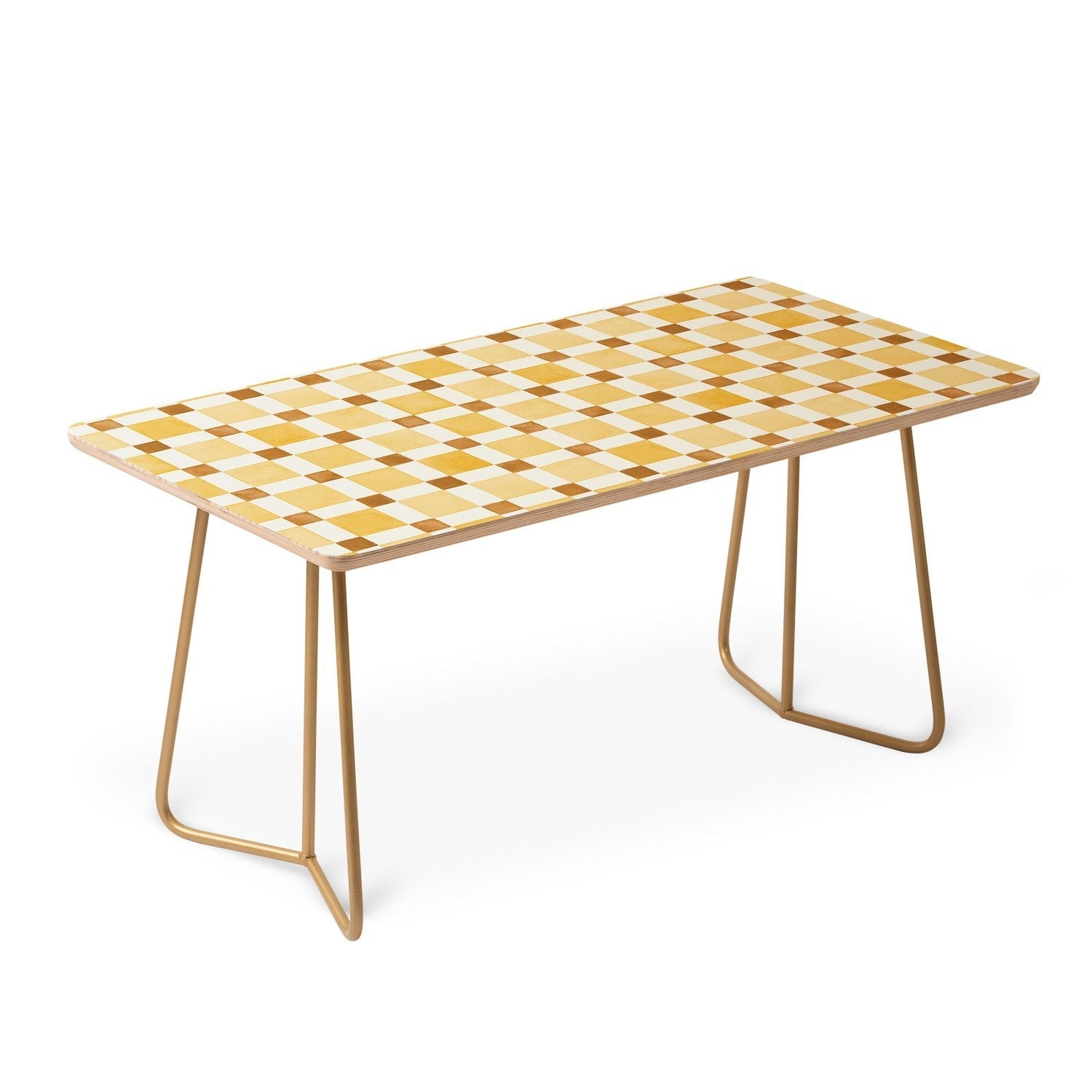 Ninola Design Everyday Artifact Checker Mosaic Tiles Geometry Yellow Coffee Table
