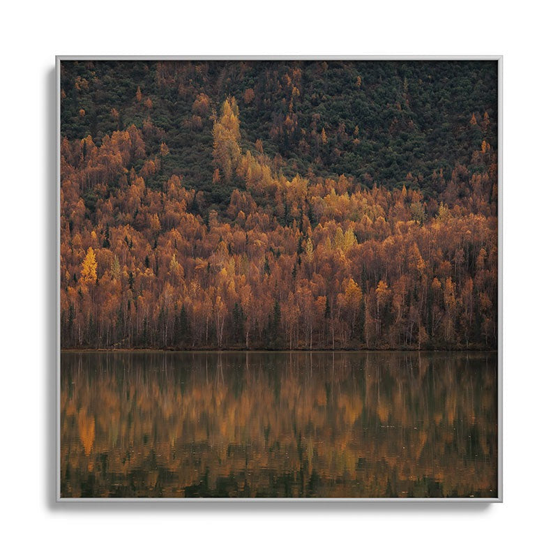 Hannah Kemp Fall Lake Square Metal Framed Art Print