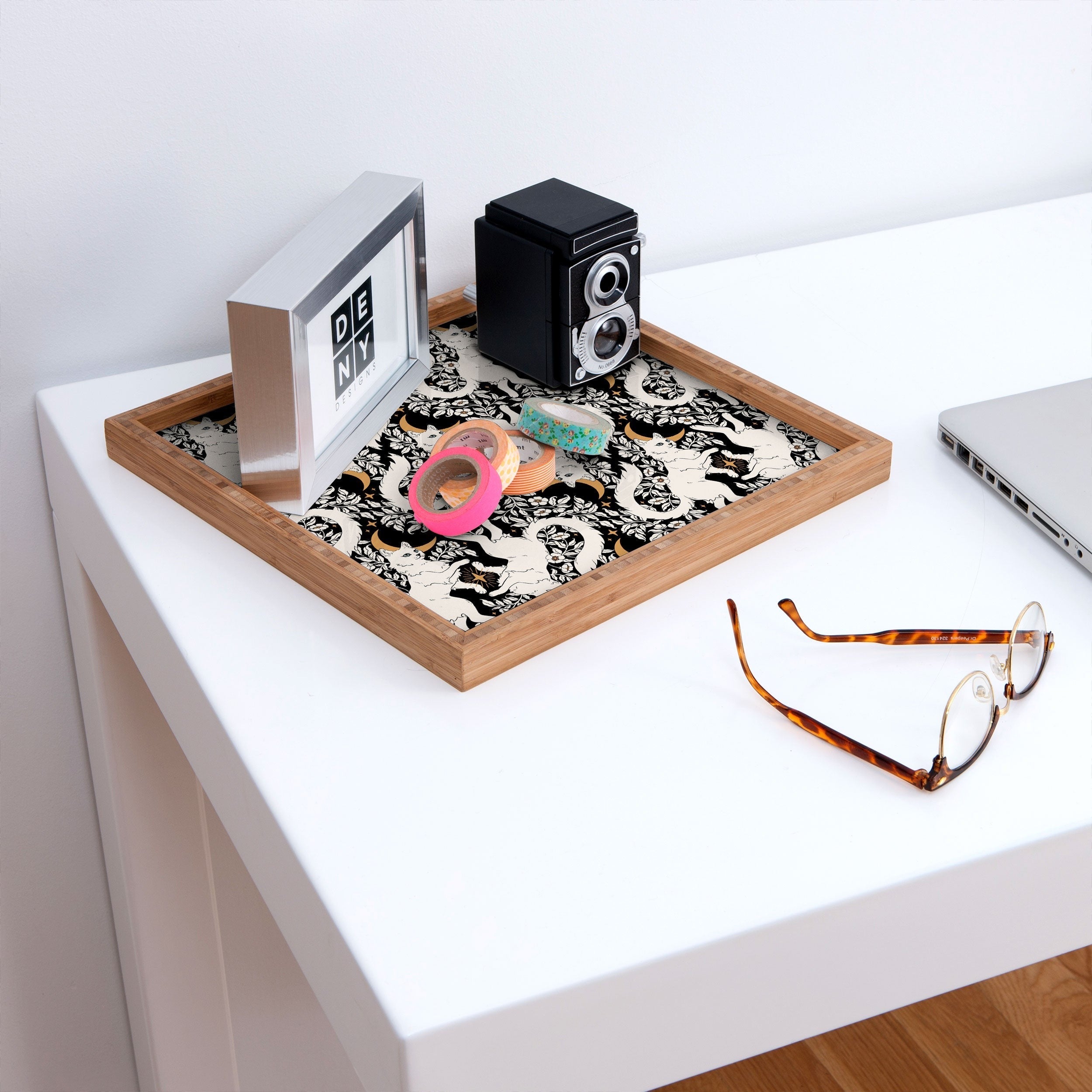 Avenie Celestial Cats Gold Square Tray