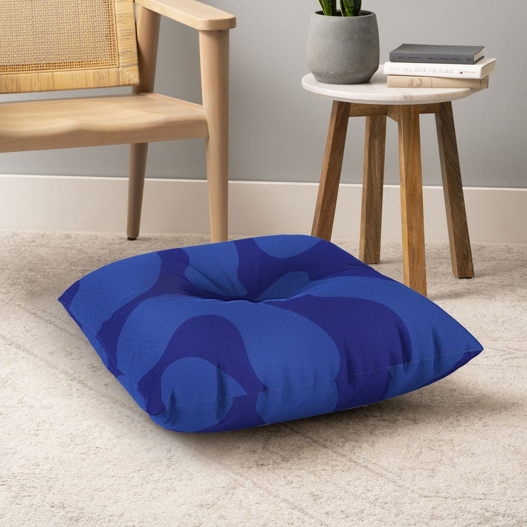 Camilla Foss Blue Pebble Floor Pillow Square